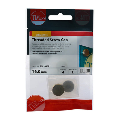 TIMCO Threaded Screw Caps Solid Brass Satin Brass - 16mm - Image