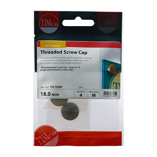 TIMCO Threaded Screw Caps Solid Brass Satin Brass - 18mm - Image