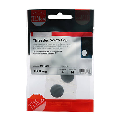 TIMCO Threaded Screw Caps Solid Brass Satin Chrome - 18mm - Image