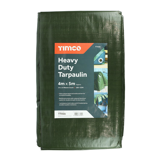 TIMCO Heavy Duty Tarpaulin Green - 4 x 5m - Image
