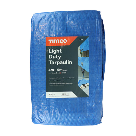 TIMCO Light Duty Tarpaulin Blue - 4 x 5m - Image