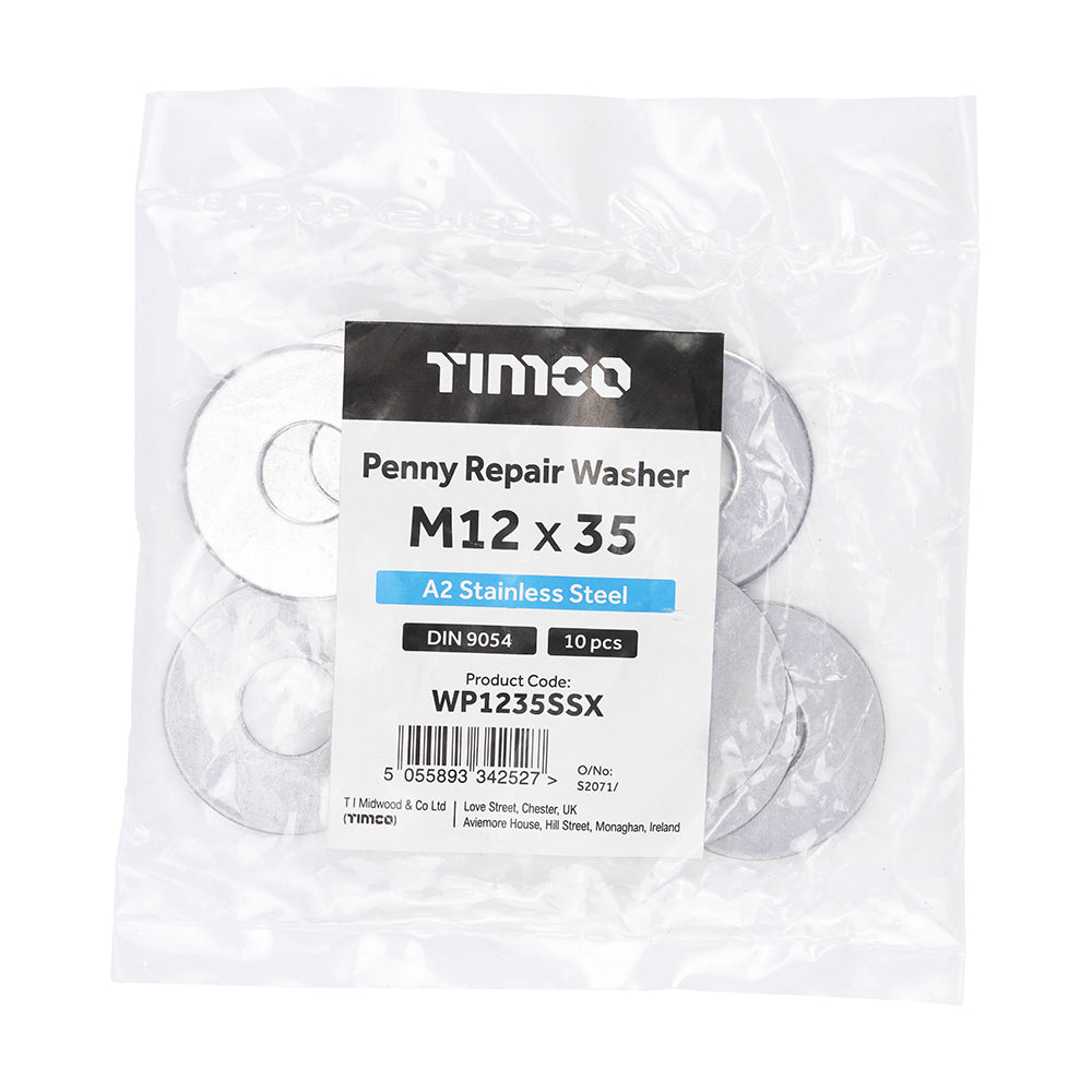 TIMCO Penny / Repair Washers DIN9054 A2 Stainless Steel - M12 x 35 - Image