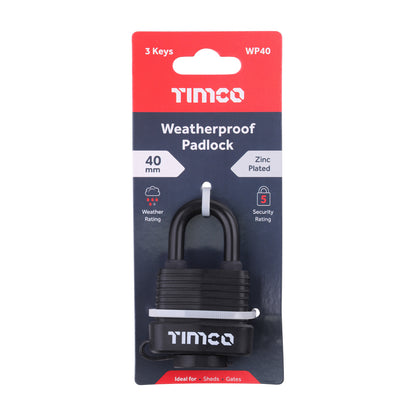 TIMCO Weatherproof Padlock - 40mm - Image