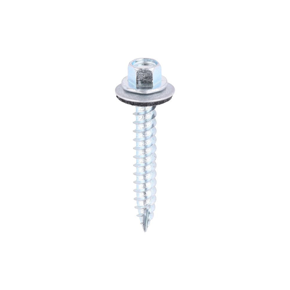 TIMCO Slash Point Sheet Metal to Timber Screws Silver with EPDM Washer - 6.3 x 45 - Image