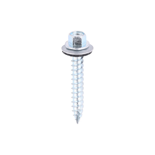 TIMCO Slash Point Sheet Metal to Timber Screws Silver with EPDM Washer - 6.3 x 45 - Image