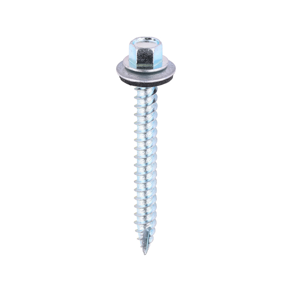 TIMCO Slash Point Sheet Metal to Timber Screws Silver with EPDM Washer - 6.3 x 60 - Image