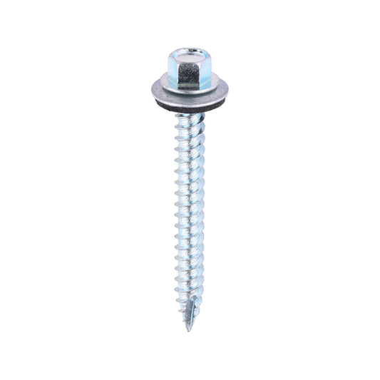 TIMCO Slash Point Sheet Metal to Timber Screws Silver with EPDM Washer - 6.3 x 60 - Image