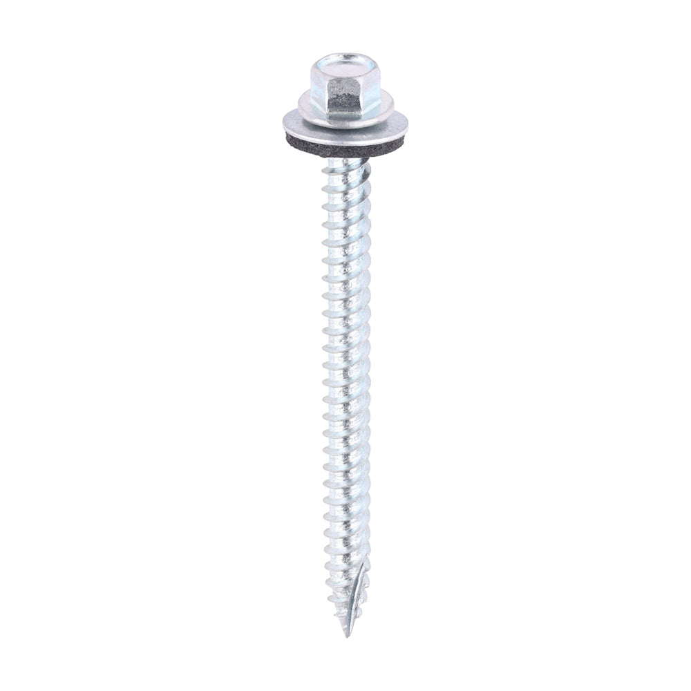 TIMCO Slash Point Sheet Metal to Timber Screws Silver with EPDM Washer - 6.3 x 80 - Image