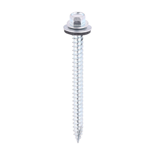 TIMCO Slash Point Sheet Metal to Timber Screws Silver with EPDM Washer - 6.3 x 80 - Image