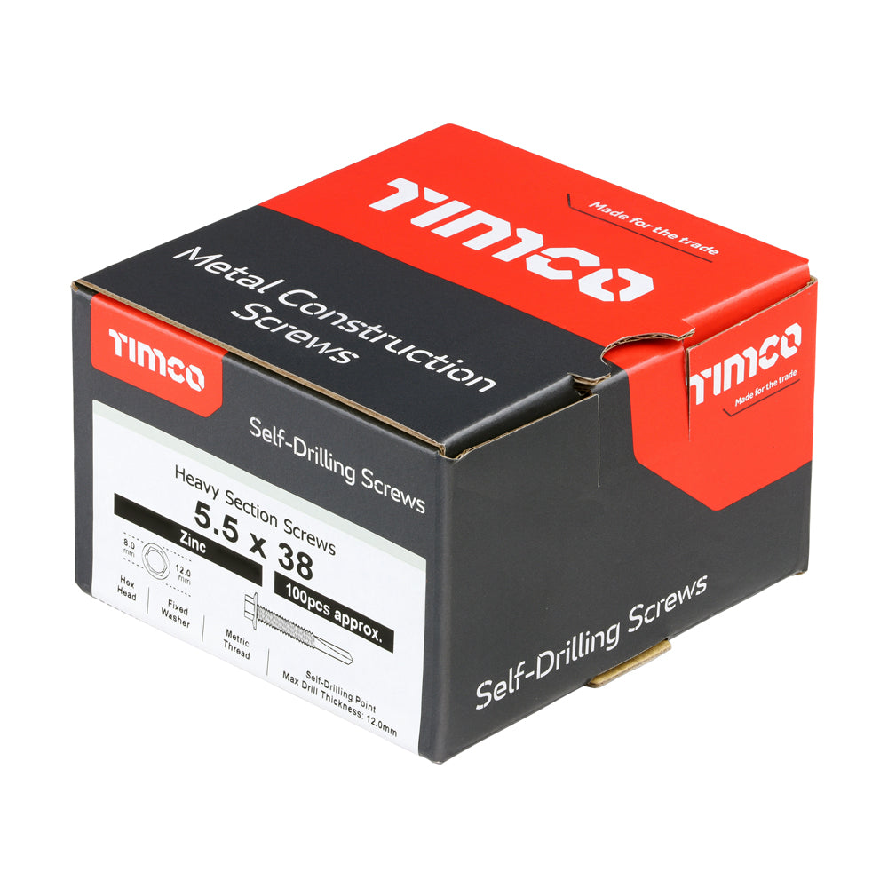 TIMCO Self-Drilling Heavy Section Silver Screws - 5.5 x 38 - Image