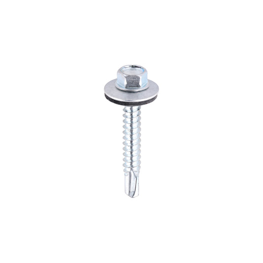TIMCO Self-Drilling Light Section Silver Screws with EPDM Washer - 5.5 x 38 - Image
