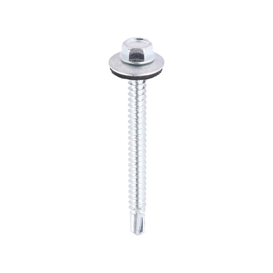 TIMCO Self-Drilling Light Section Silver Screws with EPDM Washer - 5.5 x 60 - Image