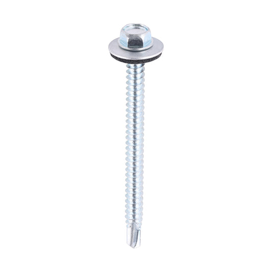 TIMCO Self-Drilling Light Section Silver Screws with EPDM Washer - 5.5 x 70 - Image